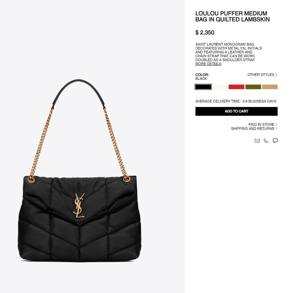BRAND NEW YSL LouLou Puffer Medium Bag